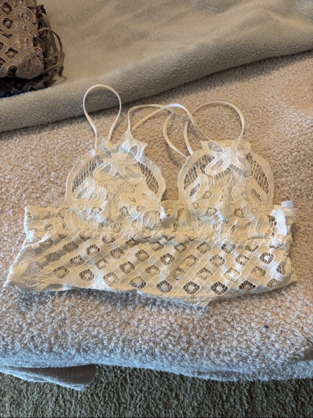 Lace Bralette Crop Top in Cream